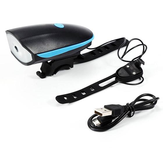Imagem de Farol Lanterna com Pisca de Alerta em LED com Buzina para Bike (Bicicleta) Carregamento USB - 7588
