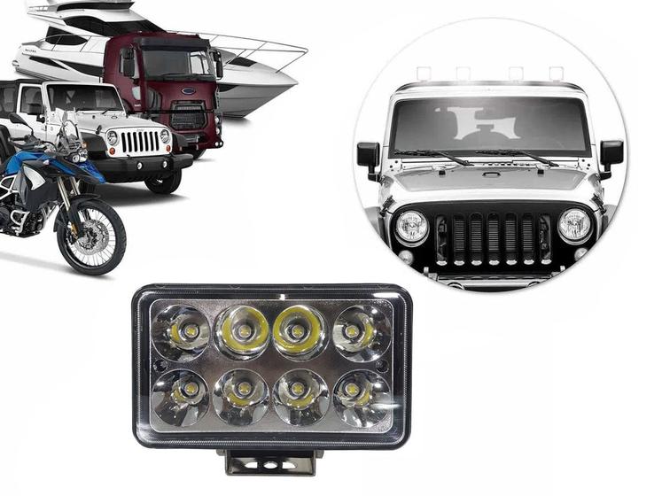 Farol led auxiliar retangular 8 leds 24w 12/24v Menor preço em Farol led auxiliar retangular 8 leds 24w 12/24v