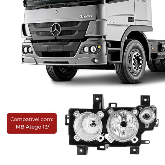 Imagem de Farol MB Atego 2013 a 2021 H7/H1 Com Pisca Le Ld