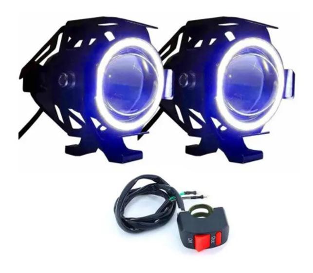 Imagem de Farol Milha Angel Eye U7 Led Auxiliar Azul Cg 125 150 160