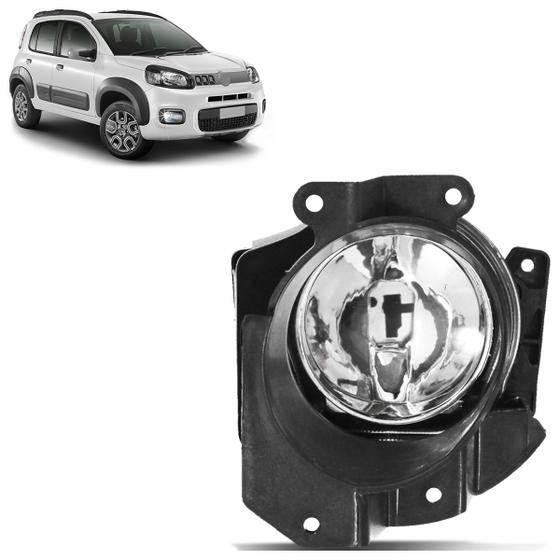 Imagem de Farol Milha Auxiliar Fiat Uno Evo 2010 2011 2012 2013 2014 2015 2016 Lisa Vidro Carcaça Preta