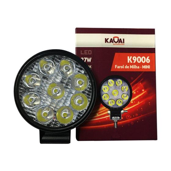 Imagem de Farol milha auxiliar led parachoque e spoiler redondo mini 27w - 8.5 cm