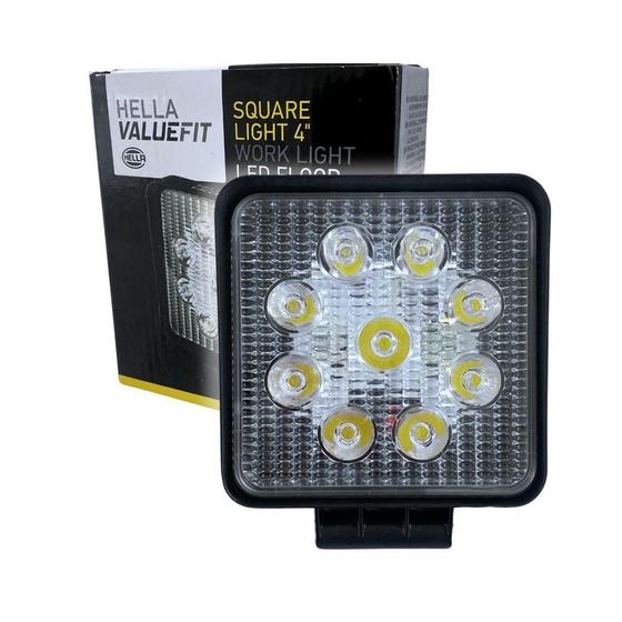 Imagem de Farol Milha Neblina Trabalho Quadrado Hella Valuefit 9 Led