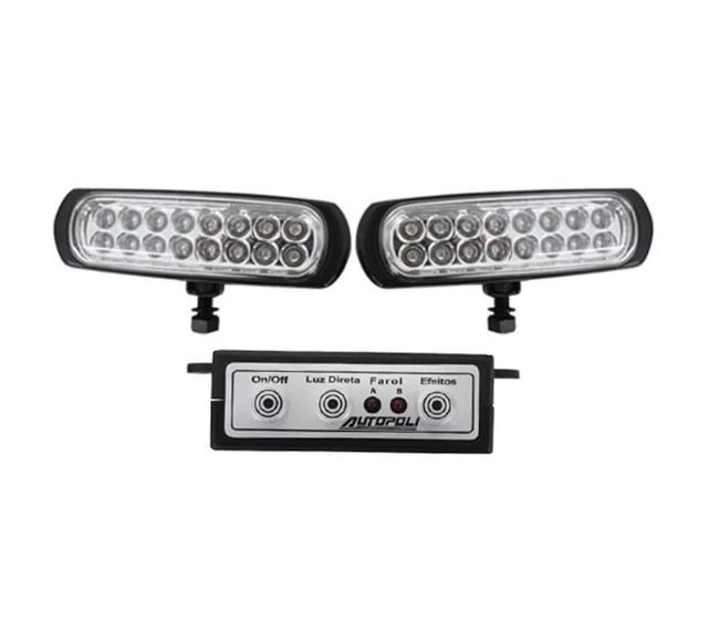 Imagem de Farol Milha Strobo Safetycar Slim 16 Leds ul Corpo Preto