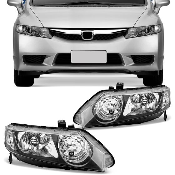 Imagem de Farol New Civic 2007 2008 2009 2010 2011 Máscara Negra Foco Duplo