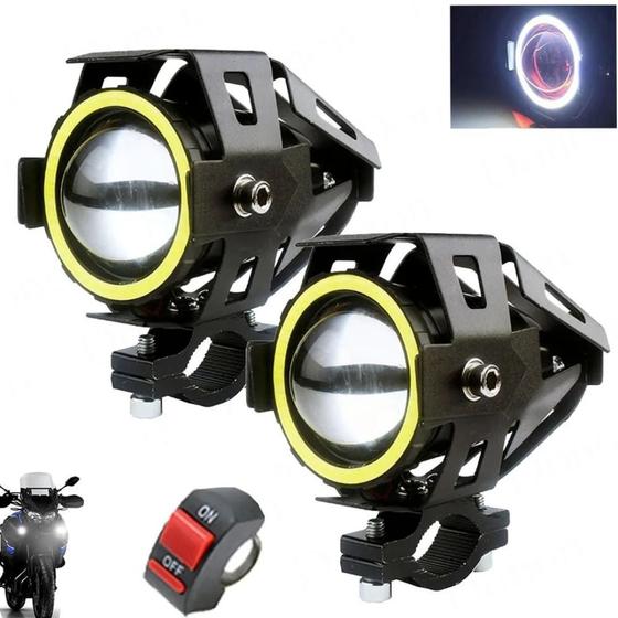 Imagem de Farol Par Auxiliar para Moto 3 Estágios de Luz 8w - USB