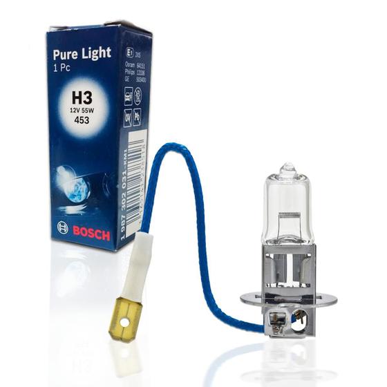 Imagem de Farol Para Carro H3 Pure Light 12V 55w ( Pk22s ) Halógena Lâmpada Luz Automotiva