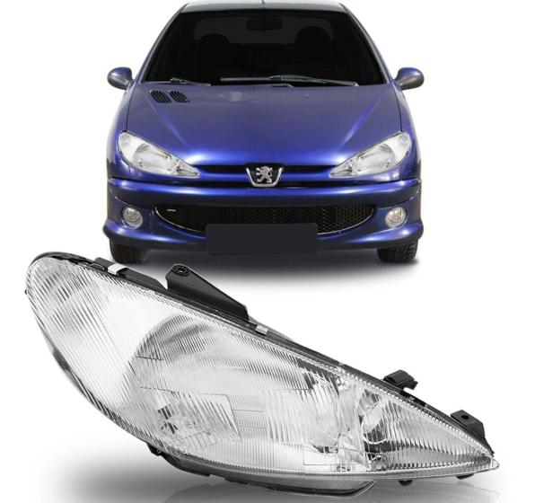 Imagem de Farol peugeot 206 98/01 raiado ld