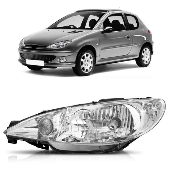 Farol Peugeot 206 E 206 Sw Ano 00 Ao 06 Foco Simples Liso Menor preço em Farol Peugeot 206 E 206 Sw Ano 00 Ao 06 Foco Simples Liso