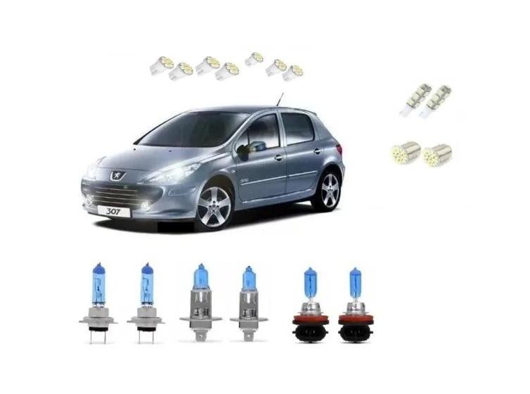 Imagem de Farol Peugeot 307 2001 A 2006 Kit Lâmpadas Super Brancas