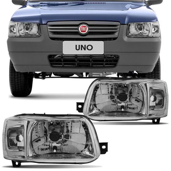 Imagem de Farol Principal Fiat Uno Mille Smart 2003 em Diante Lado Direito Máscara Metalizada - Arteb