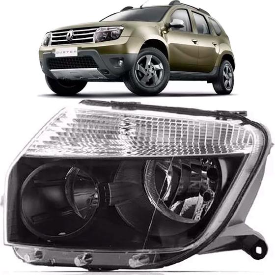 Imagem de Farol Renault Duster 2012 2013 2014 2015 Máscara Negra