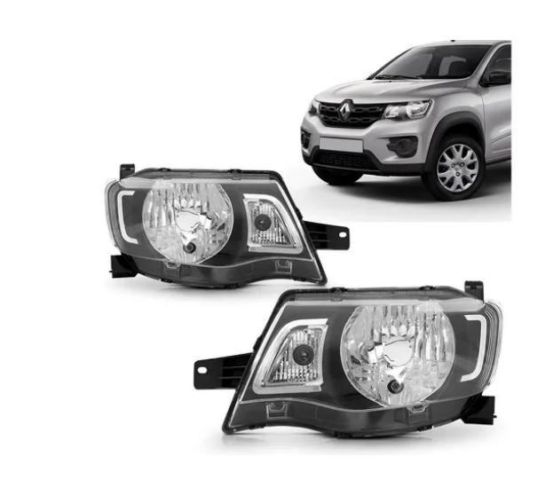 Imagem de Farol Renault Kwid 2017 18 19 2020 Moldura Transparente - ESCOLHA O LADO