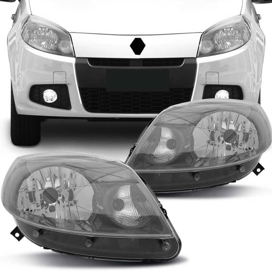 Imagem de Farol Sandero Renault 2012 2013 2014 Máscara Cinza Foco Simples