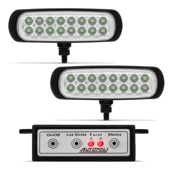 Imagem de Farol Strobo Estrobo Safetycar Luz Milha Slim Led Amarelo Carcaça Preta Par