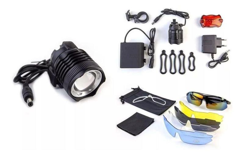 Imagem de Farol T6 Cree Lanterna Bike Bateria 6 Cel  Óculos C 5 Lente - Jws / jyx
