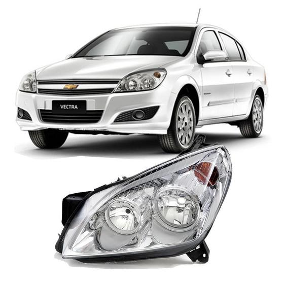 Imagem de Farol Vectra 2006/2008 Foco Duplo Cromado Esquerdo Arteb