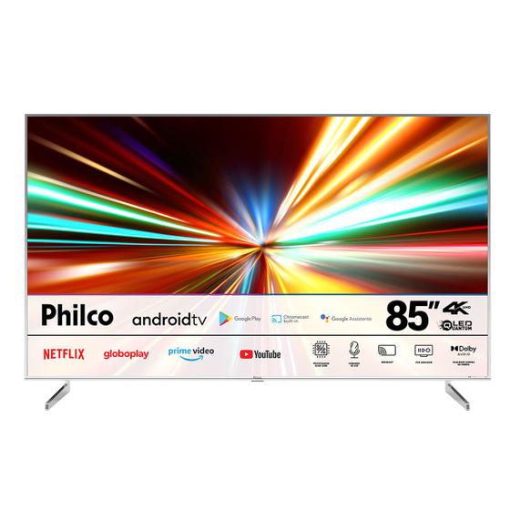 Imagem de Fast Smart Tv 85'' Philco Ptv85f8tagcm Qled Dolby Audio Android Tv Prata