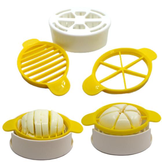 Fatiador Cortador de Ovos com 2 moldes - Rodelas e 6 partes Menor preço em Fatiador Cortador de Ovos com 2 moldes - Rodelas e 6 partes