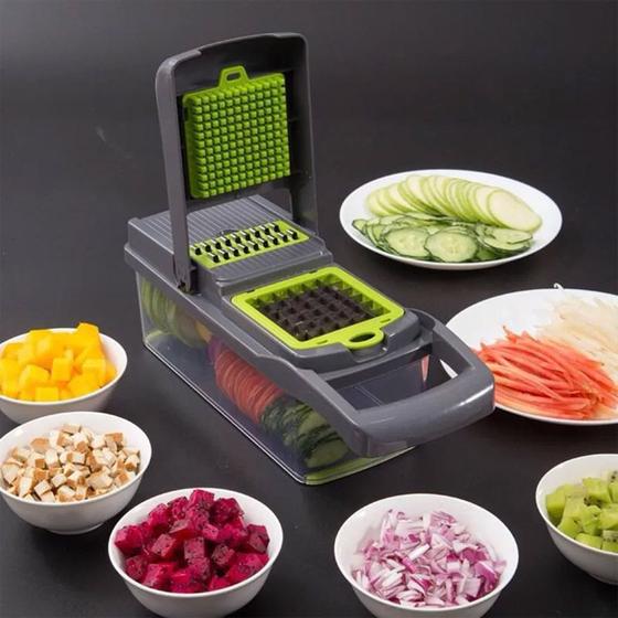 Imagem de Fatiador de Legumes Cortador Inox Frutas Verduras Novo Nicer Dicer Plus