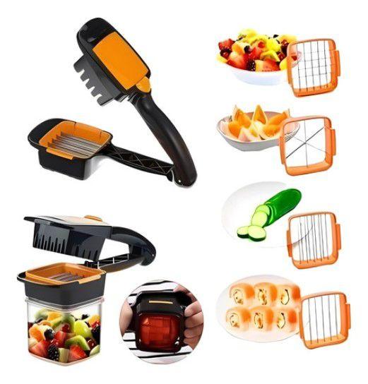 Imagem de Fatiador Multi Cortes Alimentos 5 Em 1 Com Pote Manual