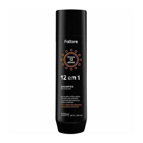 Imagem de Fattore Tratamento 12 Em 1 Shampoo Reconstrutor 300ml Para Cabelos Desvitalizados, Ressecados e Sem Brilho