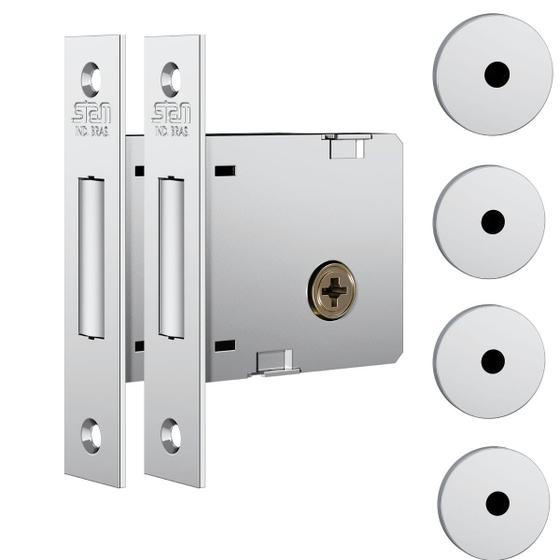 Fechadura Auxiliar Stam 1004 Par Dupla Inox Trava Tetra Menor preço em Fechadura Auxiliar Stam 1004 Par Dupla Inox Trava Tetra
