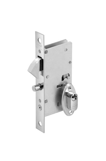Imagem de Fechadura bico papagaio imab porta correr 1365 cromo acetinada escovada c/ cilindro 45mm