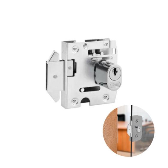 Imagem de Fechadura Cromada Com Cilindro Oval Para Porta de Vidro Correr 2002 Stam