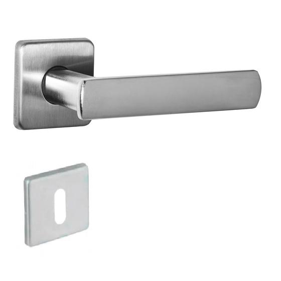 Imagem de Fechadura DAMA Escovada Arouca 40mm Roseta Quadrada Inox