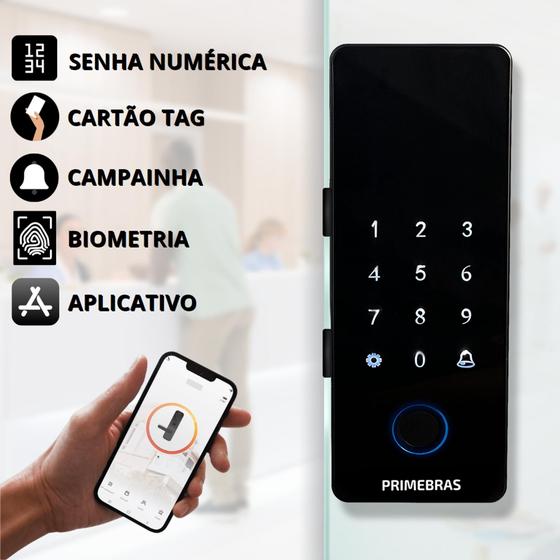 Fechadura Digital Biométrica Primebras Athenas Vidro Tuya Menor preço em Fechadura Digital Biométrica Primebras Athenas Vidro Tuya