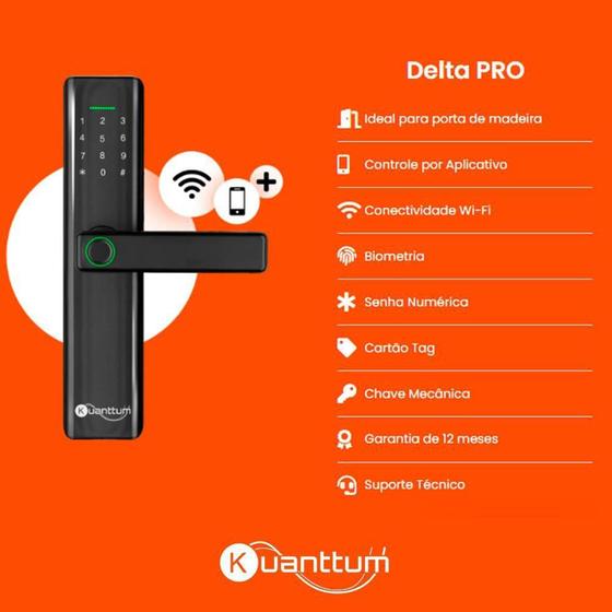 Fechadura Digital Eletronica Biometrica Com WiFi App Delta PRO Kuanttum Menor preço em Fechadura Digital Eletronica Biometrica Com WiFi App Delta PRO Kuanttum
