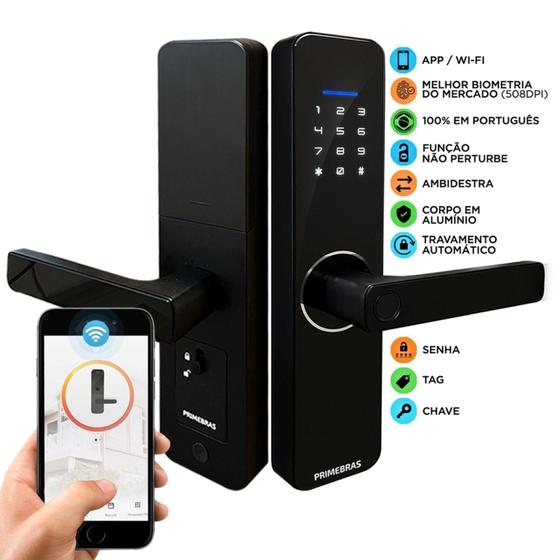 Fechadura Digital Eletrônica Senha Biometria E App Primebras Imagem de Fechadura Digital Eletrônica Senha Biometria E App Primebras