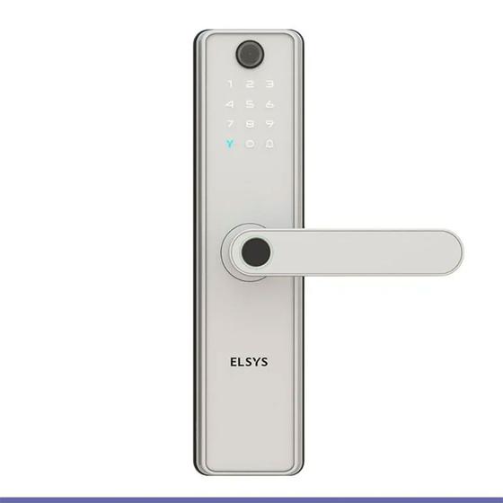 Imagem de Fechadura digital sax de embutir elsys com camera wi-fi e abertura biometrica prata