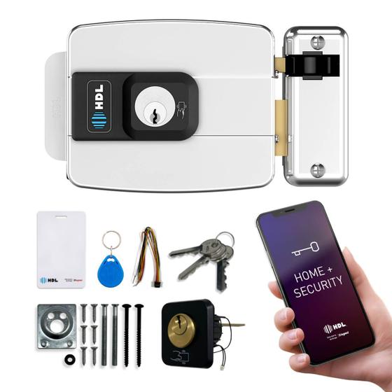 Imagem de Fechadura Elétrica Inox Com Tag HDL C90 Control Abertura p/ Dentro Cilindro Ajustável App Bluetooth