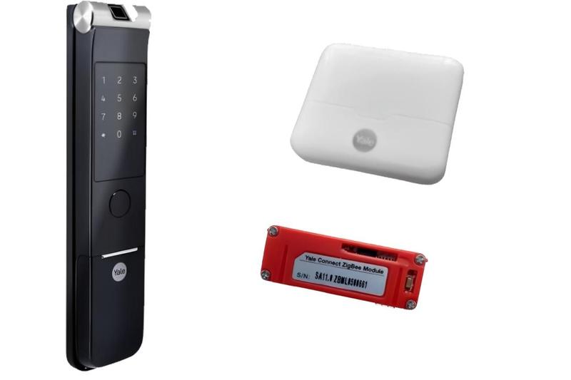Imagem de Fechadura Eletronica Biométrica Com Senha Digital Para Porta Kit Módulo Zigbee e Hub Segurança Preto 