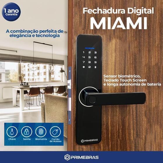 Imagem de Fechadura Eletronica Digital Biometrica Primebras Miami