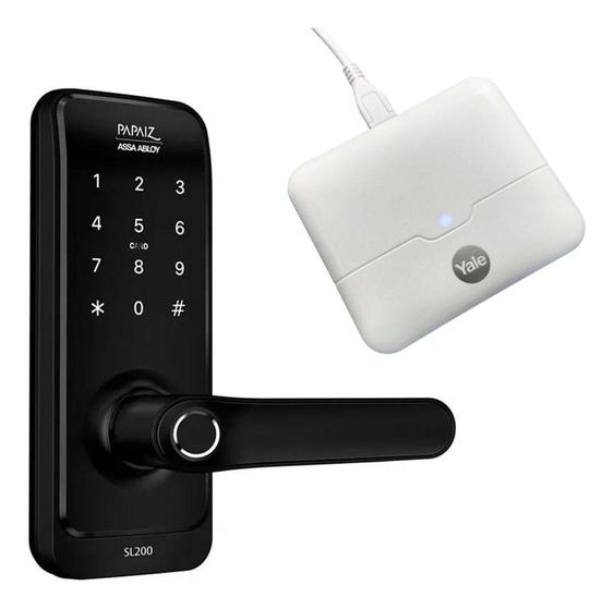 Imagem de Fechadura Eletrônica Smart Lock SL205 Papaiz com Hub Preto