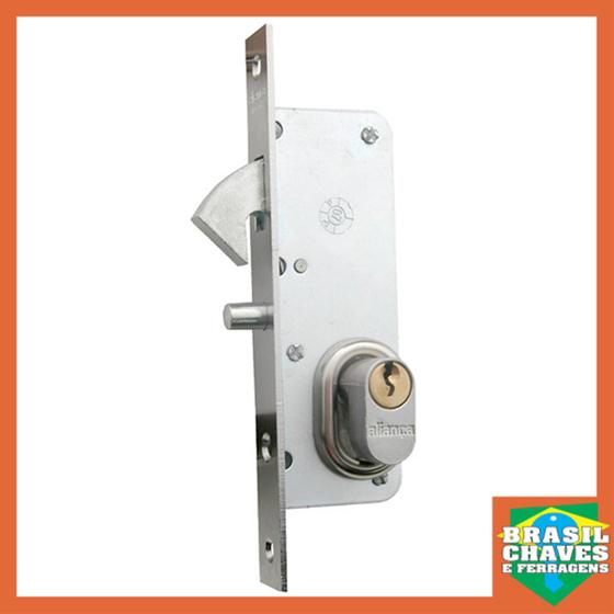 Imagem de Fechadura Externa Bico de Papagaio para Porta de Correr Cromada Inox F 1300 24 mm Aliança