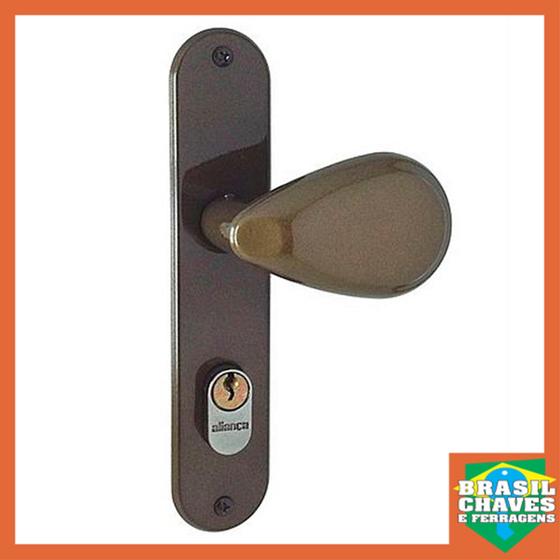 Imagem de Fechadura Externa Bronze Latonado Fosco 2600/80 40mm Aliança Maçaneta Taco de Golfe