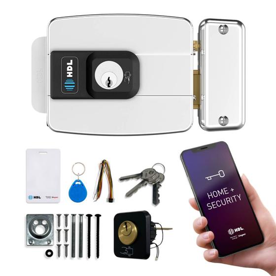 Imagem de Fechadura HDL C90 Inox Com Leitor RFID e App Bluetooth Abertura p/ Fora e Cilindro Ajustável 31-87mm