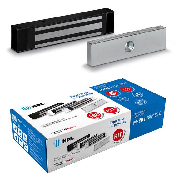 Imagem de Fechadura Magnética HDL Eletroímã 180 Kg M-90 Externa Anticorrosão Com Sensor de Porta