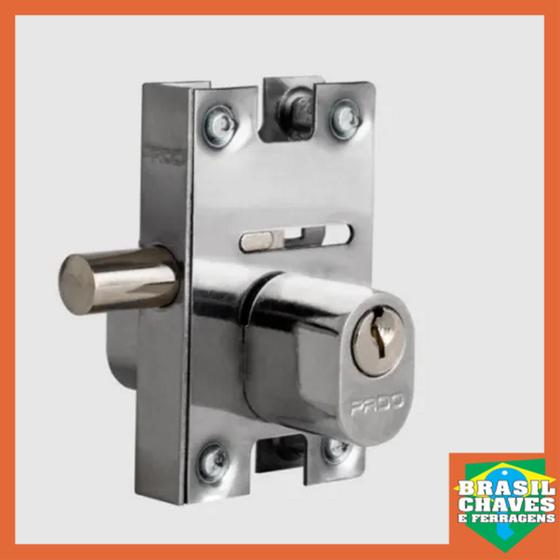 Imagem de Fechadura para Porta de Vidro Blindex de Bater PV 02 Cromada Cilindro Oval PADO