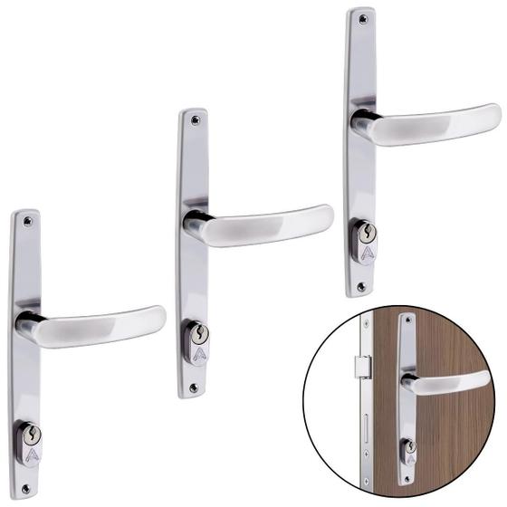 Imagem de Fechadura Para Porta Externa Perfil Aredondado Aço Inox 02Un