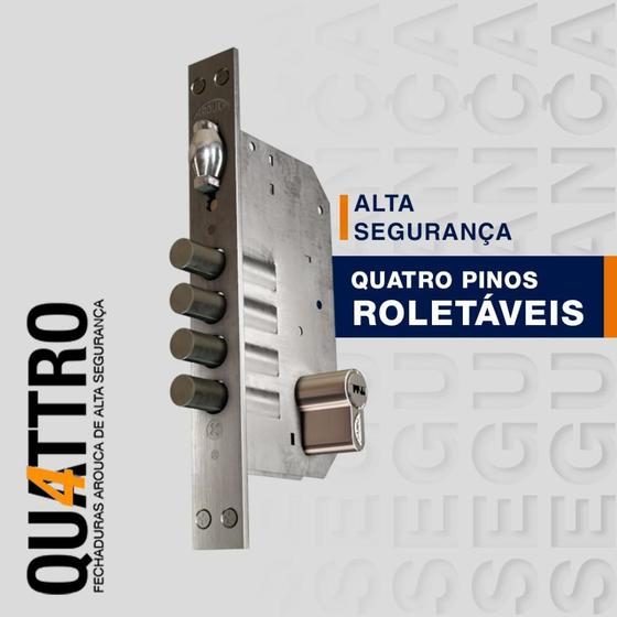 Imagem de Fechadura Rolete Alta Segurança 4410 Inox Cilindro 06 cm