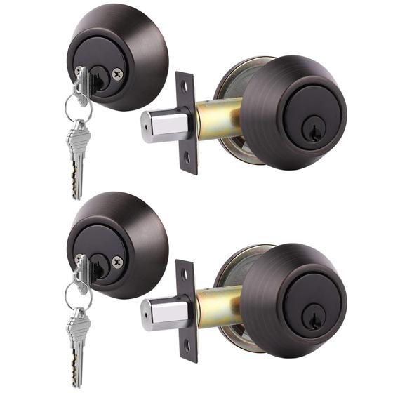 Imagem de Fechaduras de porta de cilindro duplo Gobrico, pacote com 2