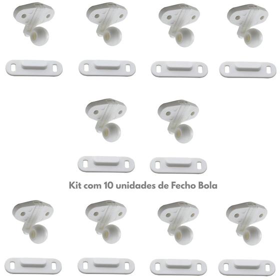Imagem de Fecho Bola Plástico Trava Porta Armário Aço Itaiaia Kit C/10
