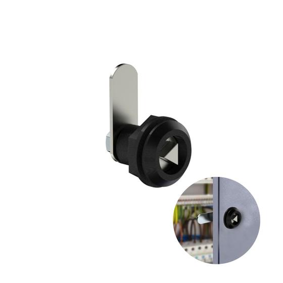 Imagem de Fecho Lingueta Reta 35 Mm Com Tambor Preto Para Chave Triângulo