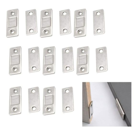 Imagem de Fecho Magnetico 8 Peças Ima Trava Fecha Porta Janela Gaveta Armario Multiuso Ultrafino Resistente Segurança Proteçao
