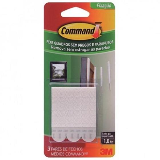 Imagem de Fecho Médio Com Adesivo Command 3M Fixa Quadros 1Kg